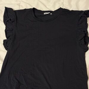 Zara Elegant Black Ruffle Sleeve Tee